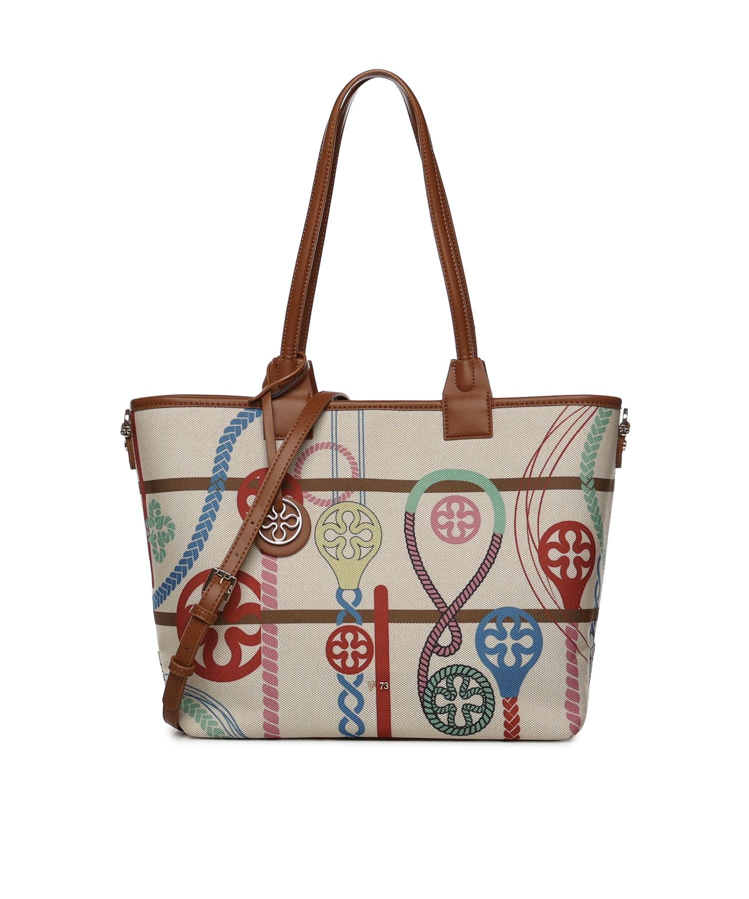 Borsa shopping con logo 73BS9MT02 GUENDAOFF WHITE/MULTICOLOR V° 73 
