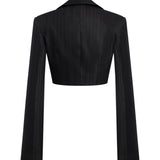 Blazer cropped in gessato lana e viscosa DJ848 EFE166D999 DONDUP 