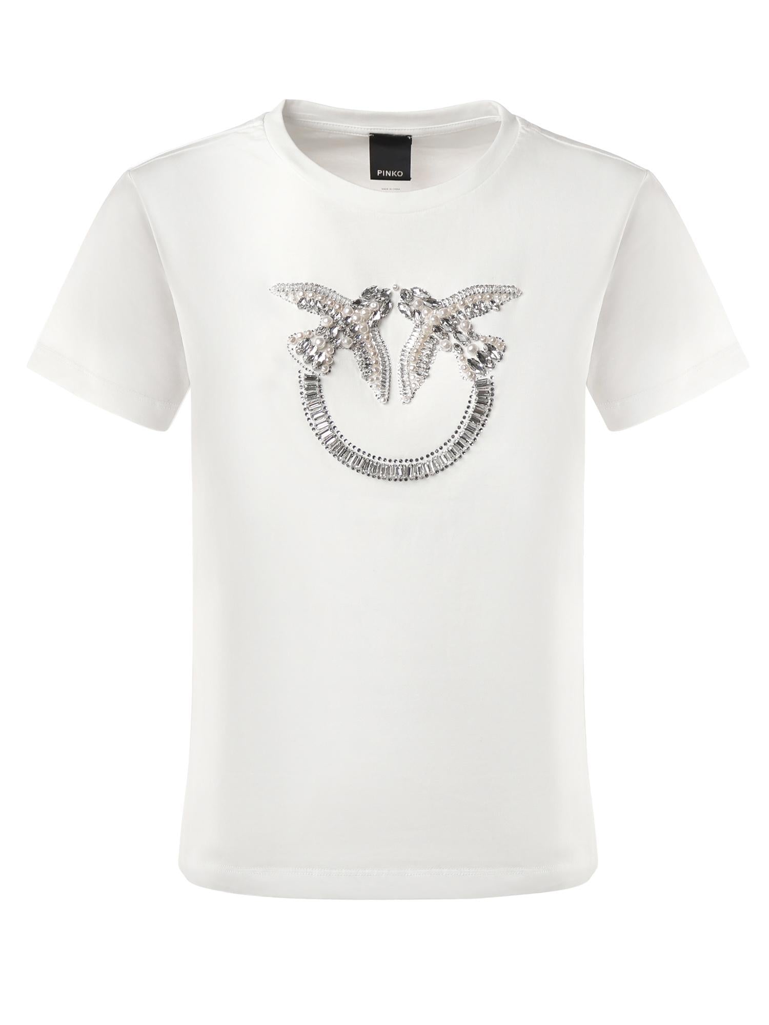T-shirt logo Love Birds decorato 100535 A2RNZ05 PINKO 