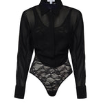 Camicia body in georgette AA9C0930T666A 995 ALAIA 