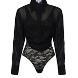 Camicia body in georgette AA9C0930T666A 995 ALAIA 