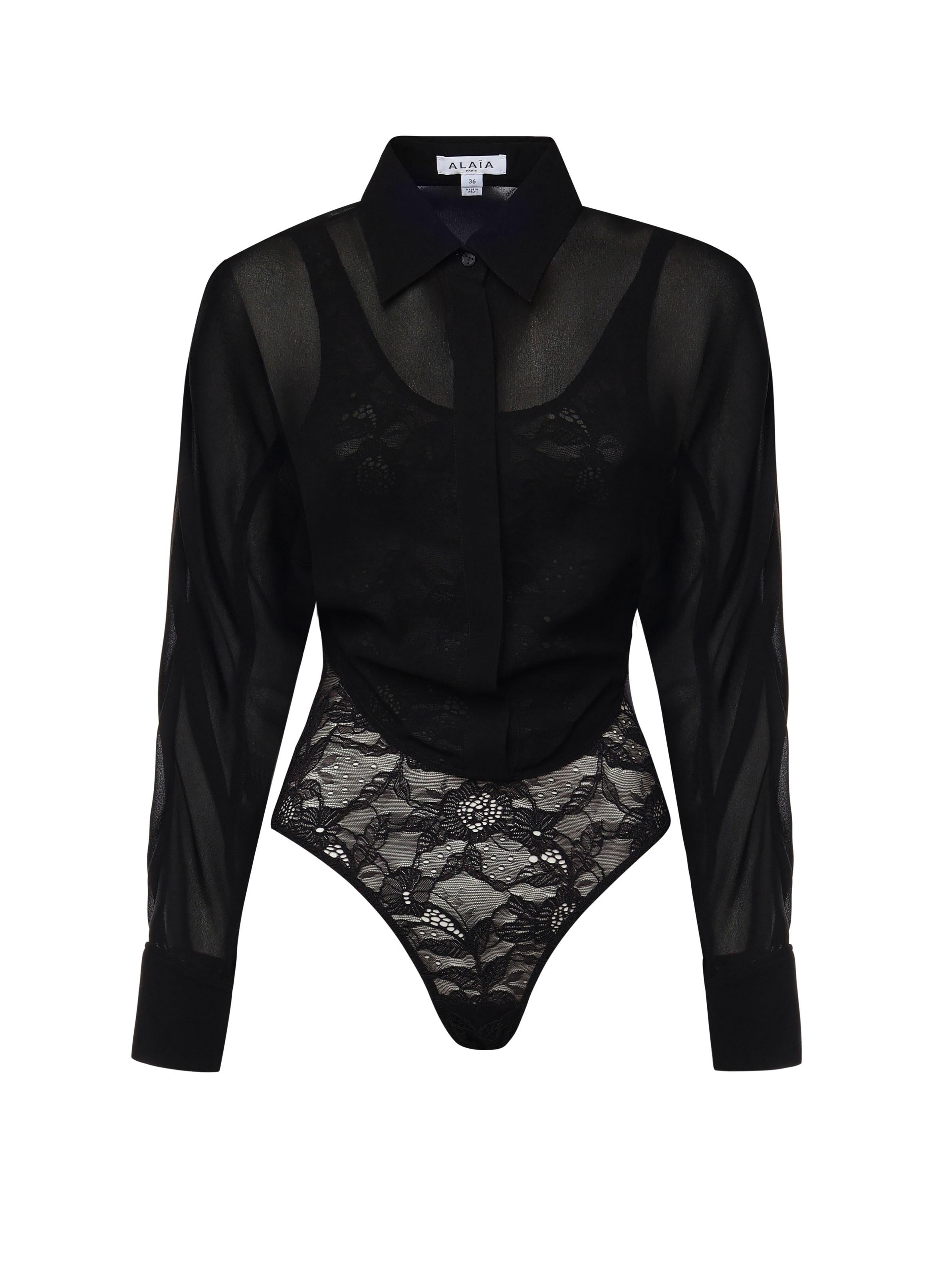 Camicia body in georgette AA9C0930T666A 995 ALAIA 