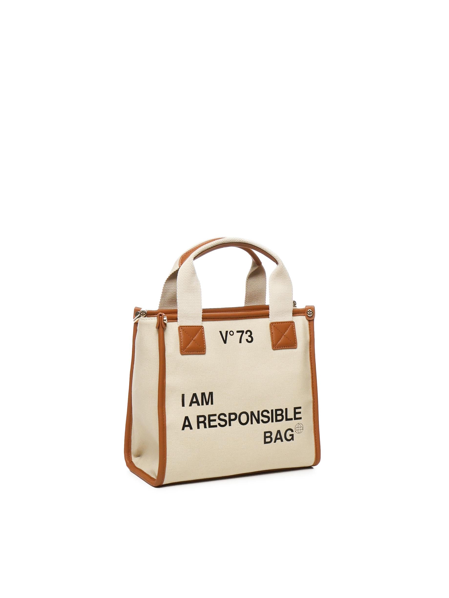 Borsa tote Responsability in canvas 73BS6AF02 RESPONSIBILITY BISNATURALE/CUOIO V° 73 