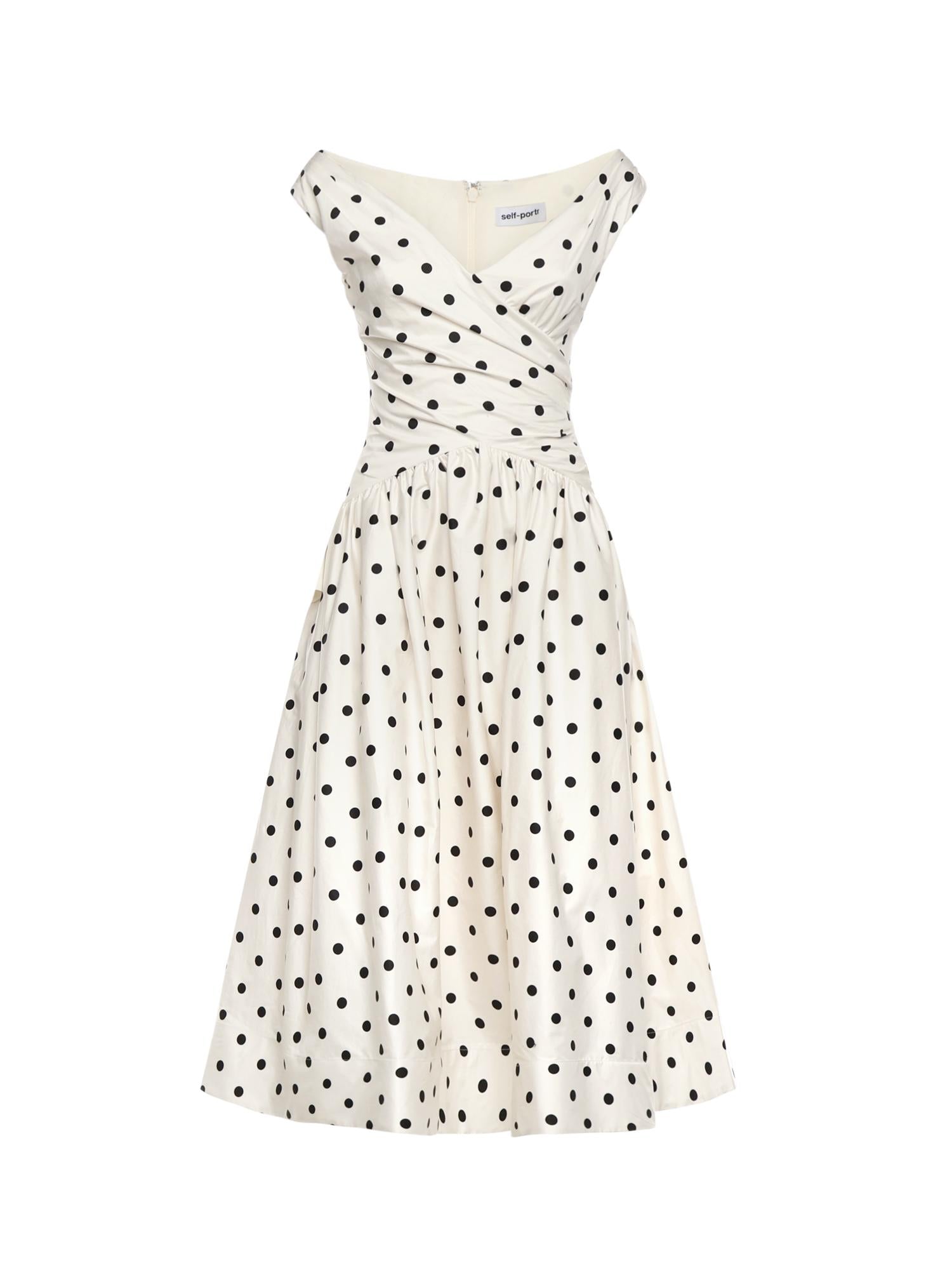Abito midi in cotone a pois RS26209M C SELF-PORTRAIT 