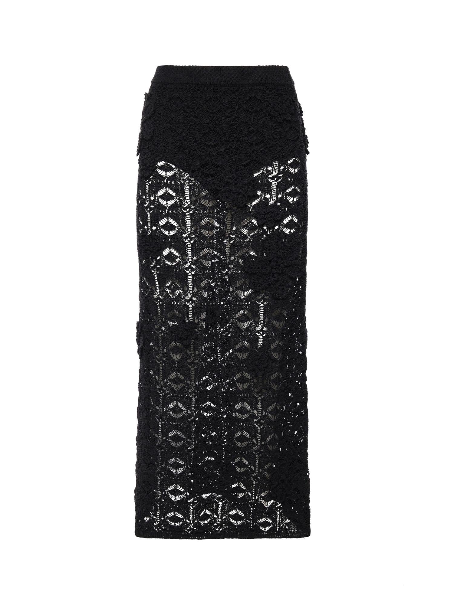 Gonna midi in crochet con fiori 106861 A3B8Z99 PINKO 