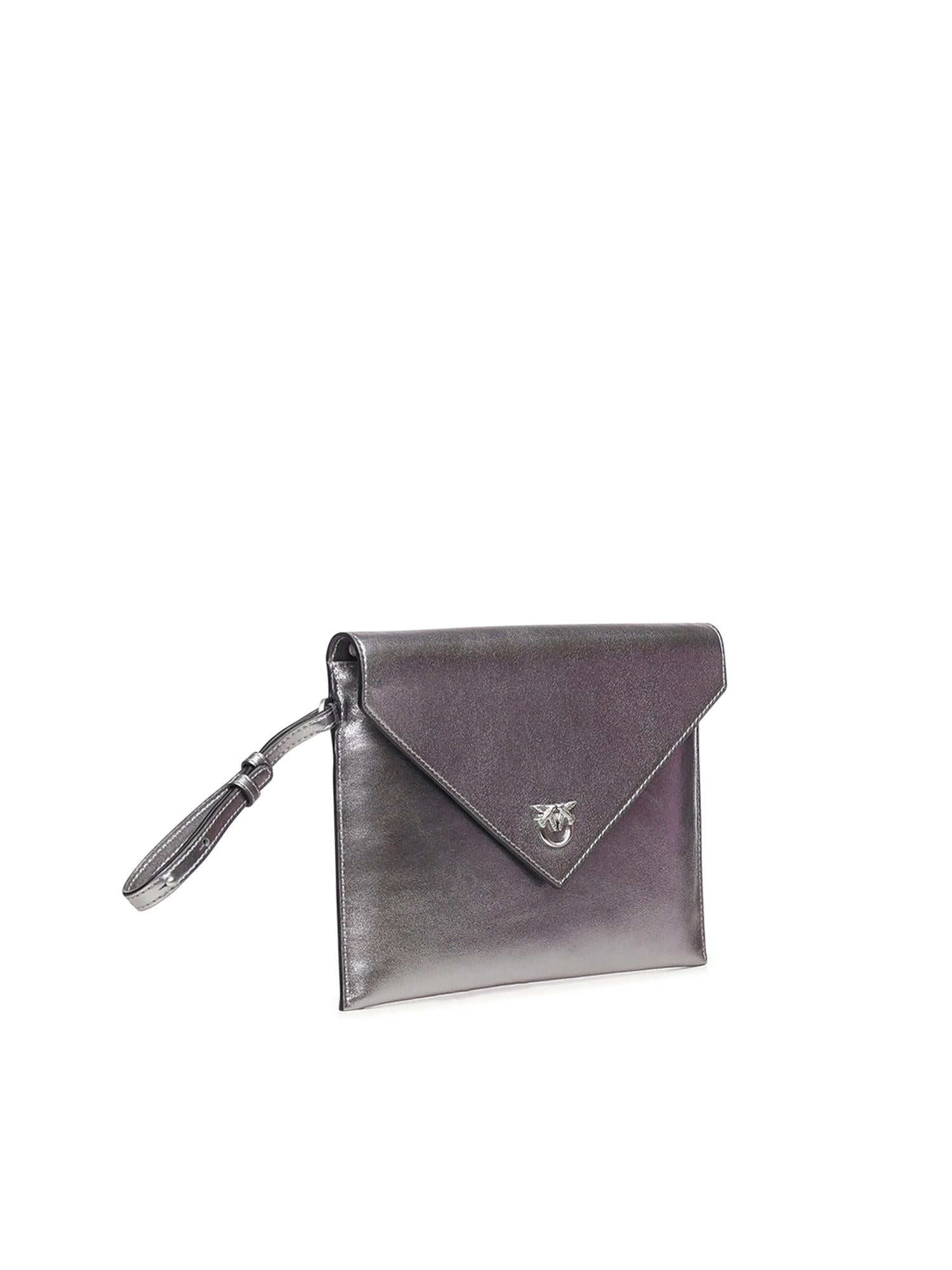 Bustina in pelle metalizzata con logo 104820 A2O9KZ7E PINKO 
