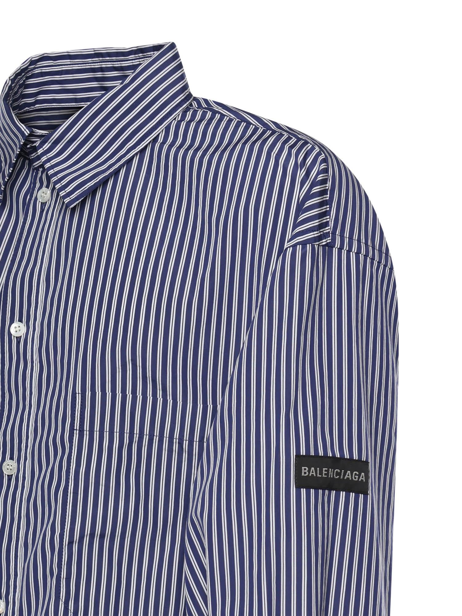 Camicia a righe in popeline di cotone con logo 857814 TTM348502 BALENCIAGA 