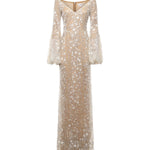 Abito lungo in pizzo con fiori 3D 79AJOC87 NR010004 GENNY 