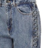 Jeans a gamba dritta con lacci 114595 3054 ROTATE 