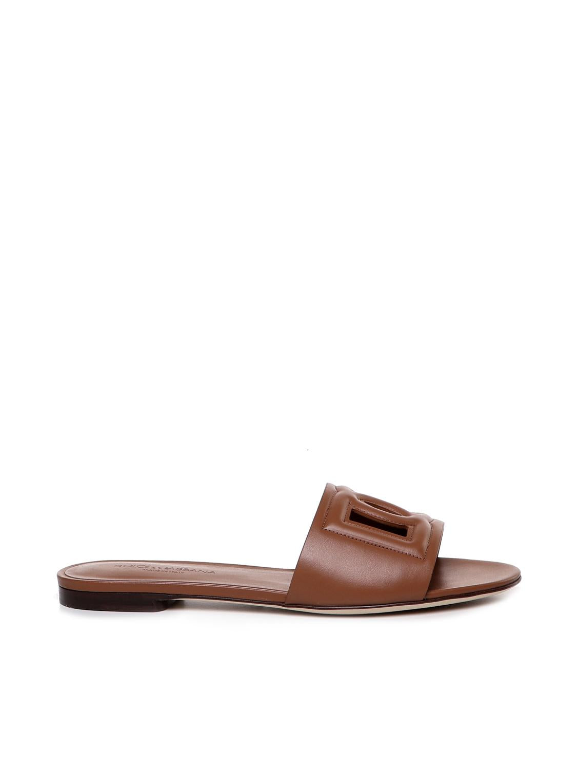 Slide in pelle di vitello e logo CQ0436 AY32981236 DOLCE & GABBANA 