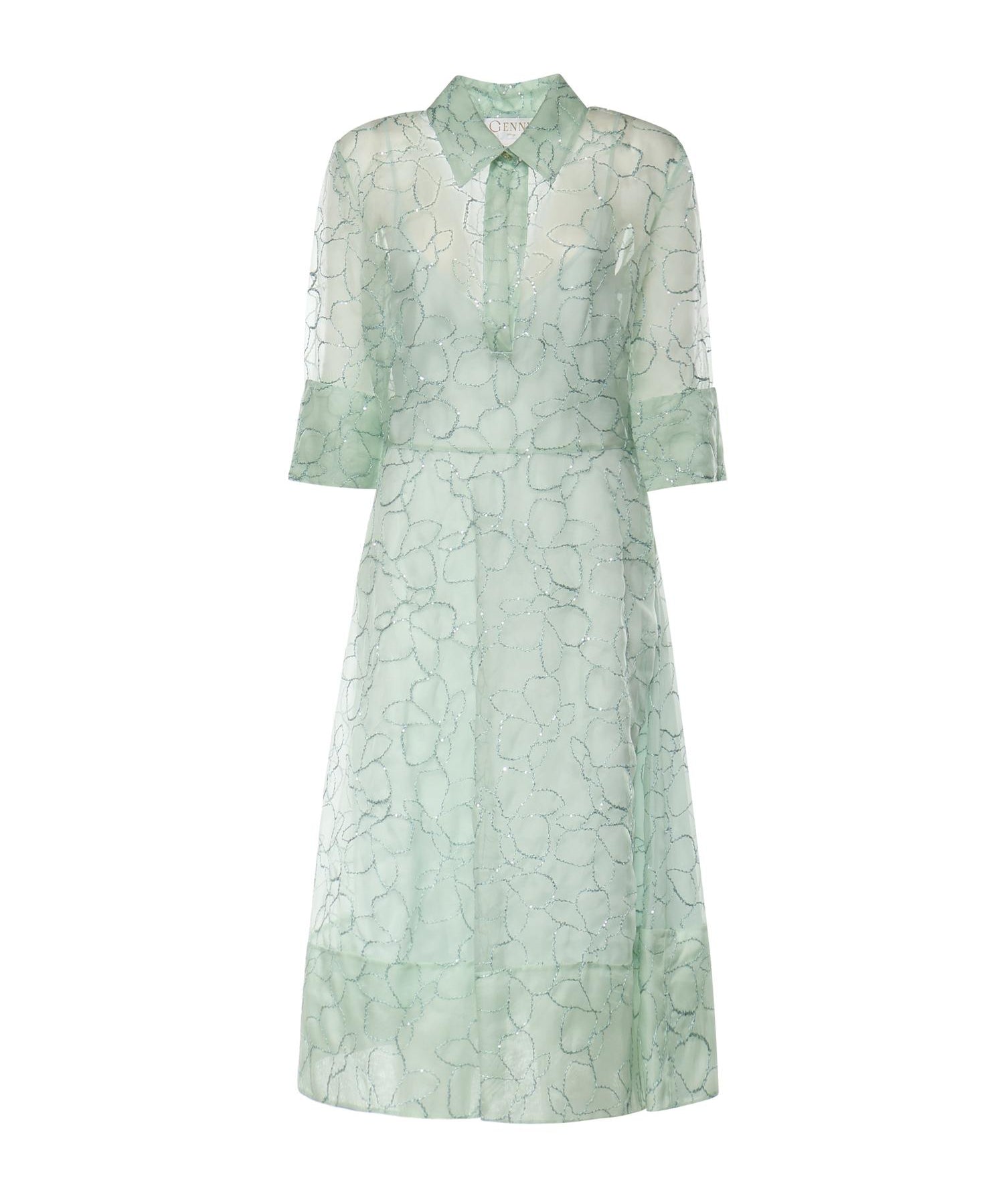 Abito in organza seta con ricamo orchidee 80AAO42F NR018197 GENNY 