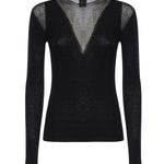 Maglia a coste con trasparenze 106317 A34BZ99 PINKO 