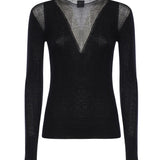 Maglia a coste con trasparenze 106317 A34BZ99 PINKO 