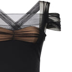 Abito lungo con ruches e tulle NDDR3001002100  NENSI DOJAKA 