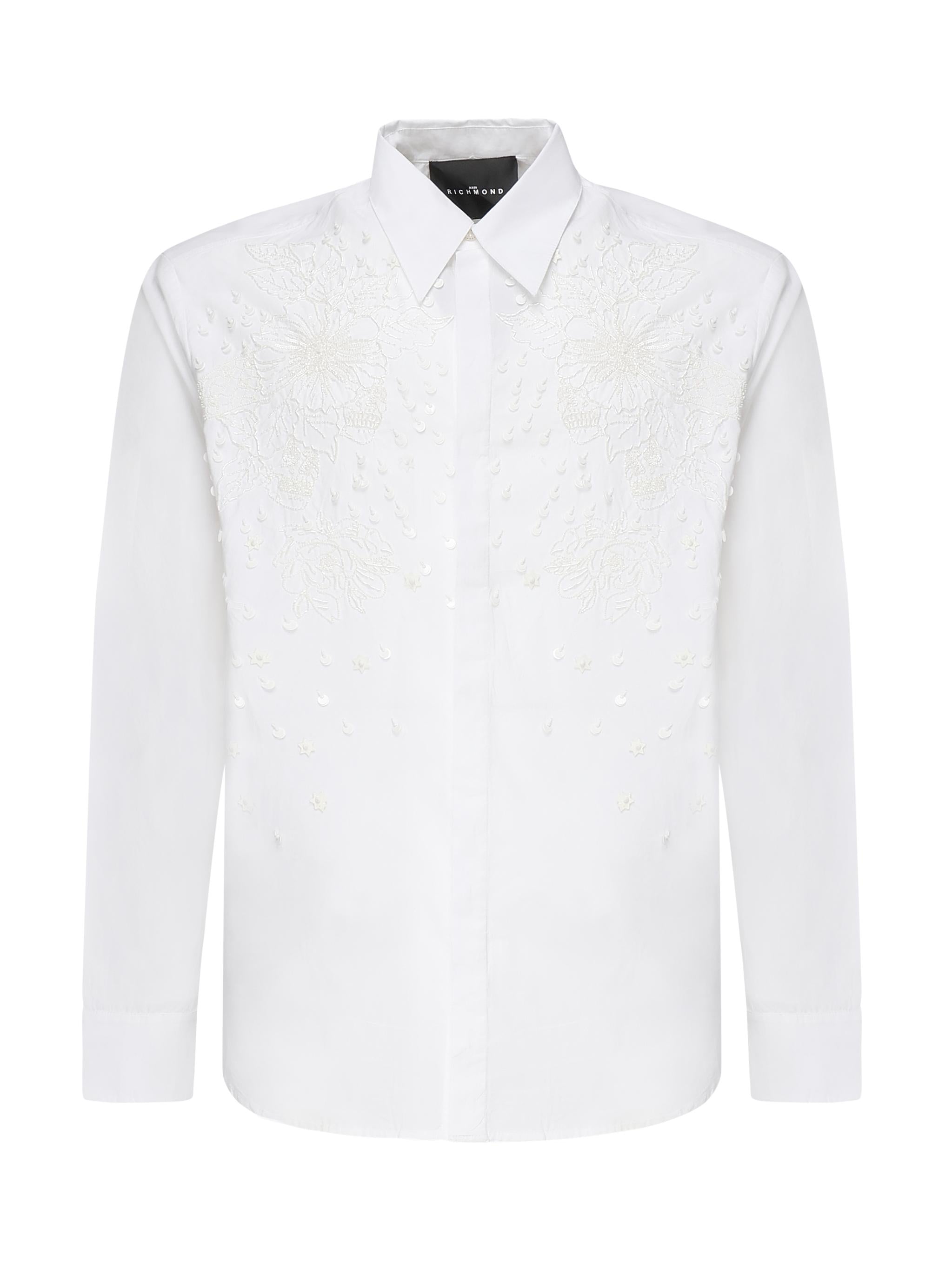 Camicia Tavaria con ricami e paillettes RMP25233CA WHITE JOHN RICHMOND 