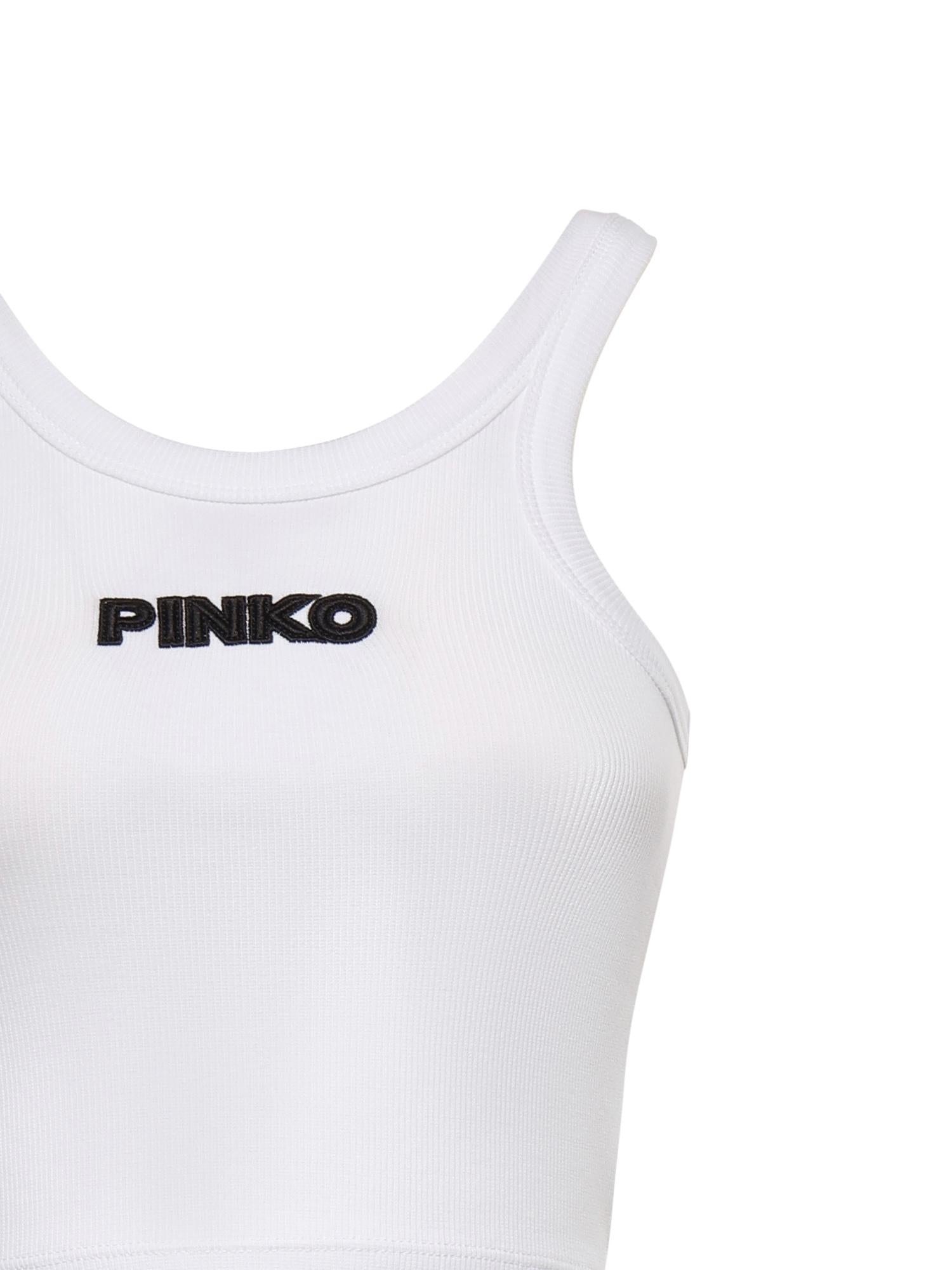 Canotta cropped con logo 107301 A3H6Z14 PINKO 