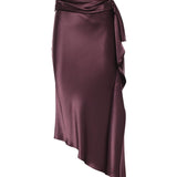 Gonna longuette asimmetrica in satin 106638 A1Y5R57 PINKO 