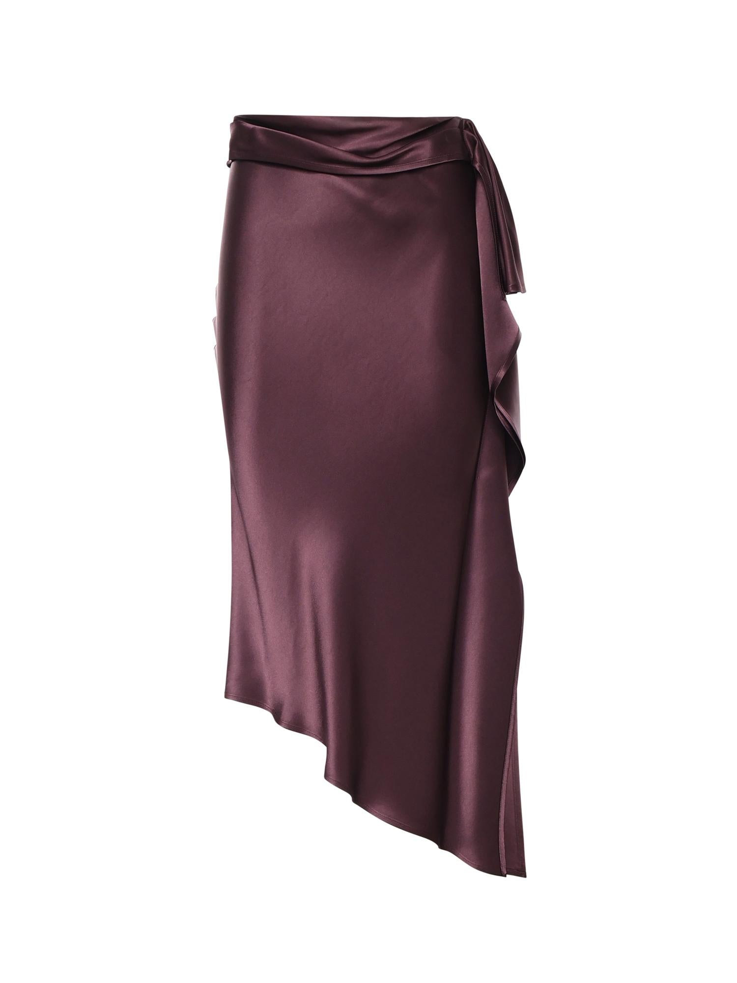 Gonna longuette asimmetrica in satin 106638 A1Y5R57 PINKO 