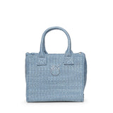 Borsa shopper piccola Beach in rafia con logo Love Birds 106832 A39YE5Y PINKO 