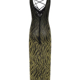 Abito lungo con stampa animalier VSKD13243  INSPIRED BY AKEP 