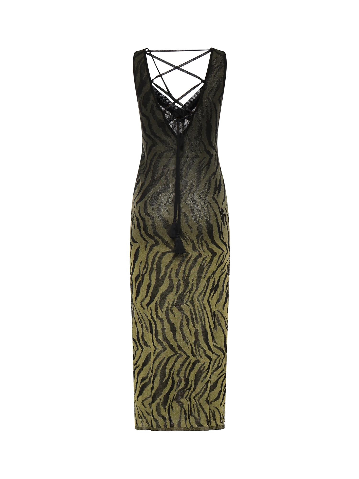 Abito lungo con stampa animalier VSKD13243  INSPIRED BY AKEP 