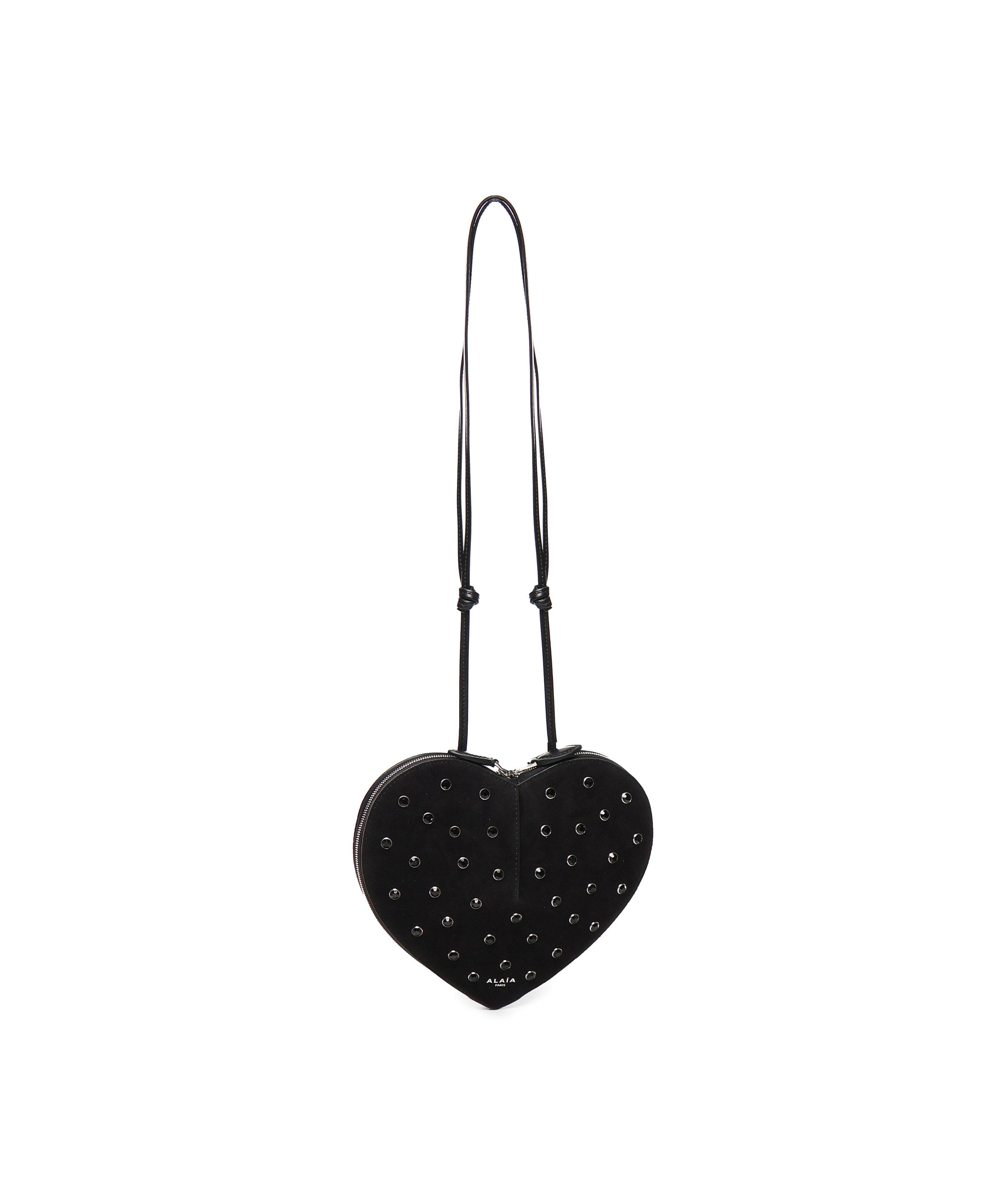 Borsa Le Cœur in pelle di capra scamosciata con strass AA1P003CA286 999 ALAIA 