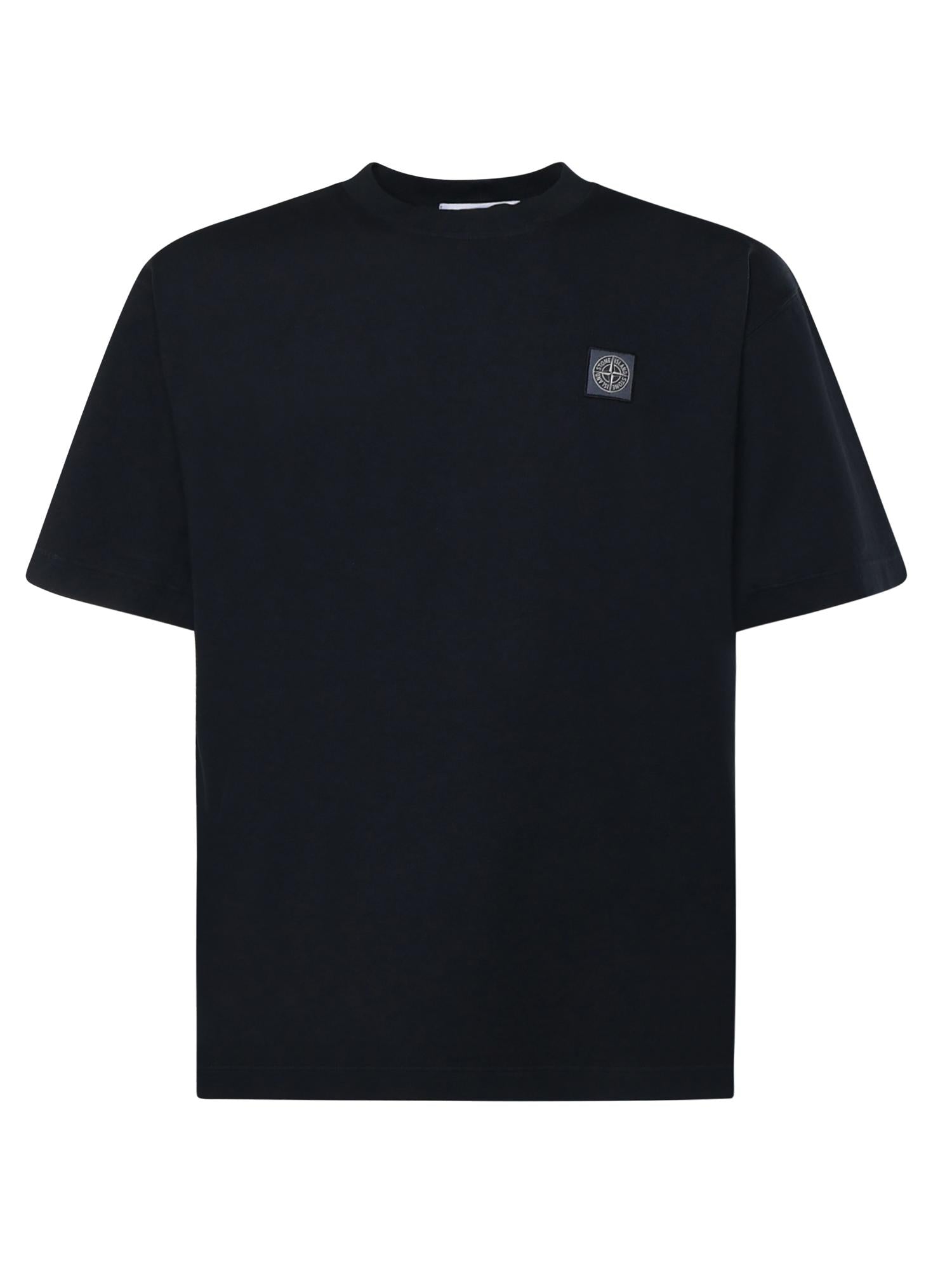 T-shirt con patch Compass in jersey di cotone L1S152100027 S0013V0020 STONE ISLAND 