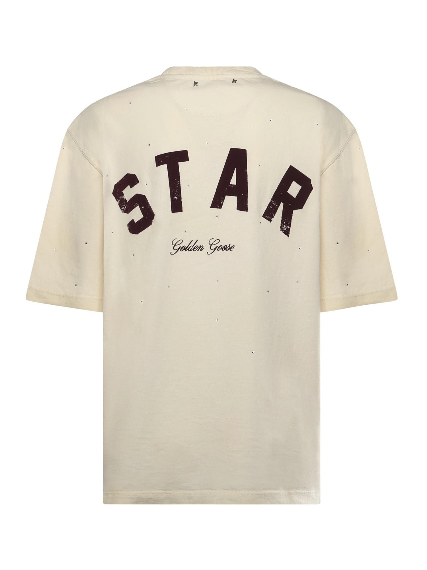 T-shirt Star in cotone con cristalli GUP01873 P00242111616 GOLDEN GOOSE 