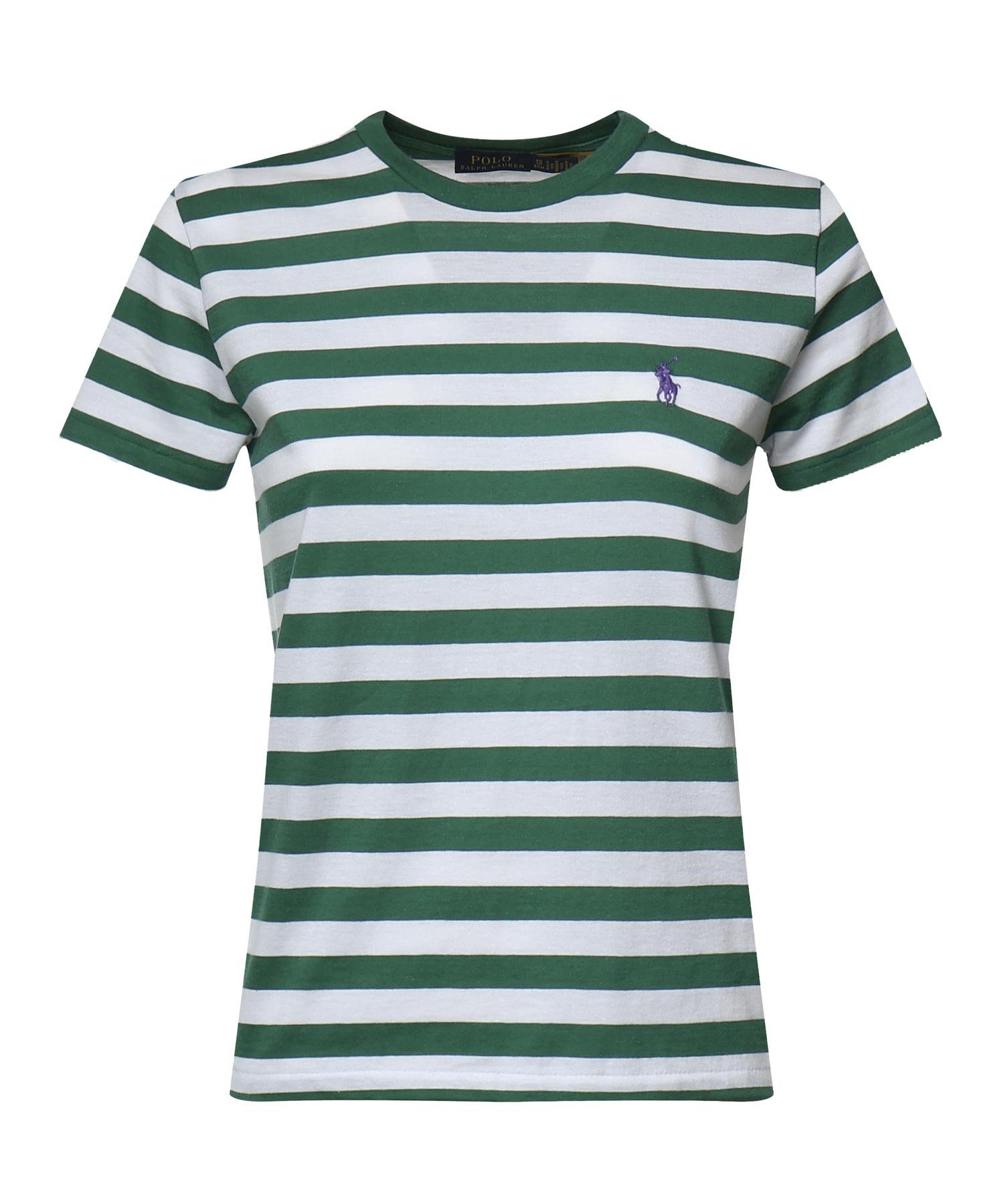 T-shirt in cotone a righe con logo 211B17779 002 POLO RALPH LAUREN 