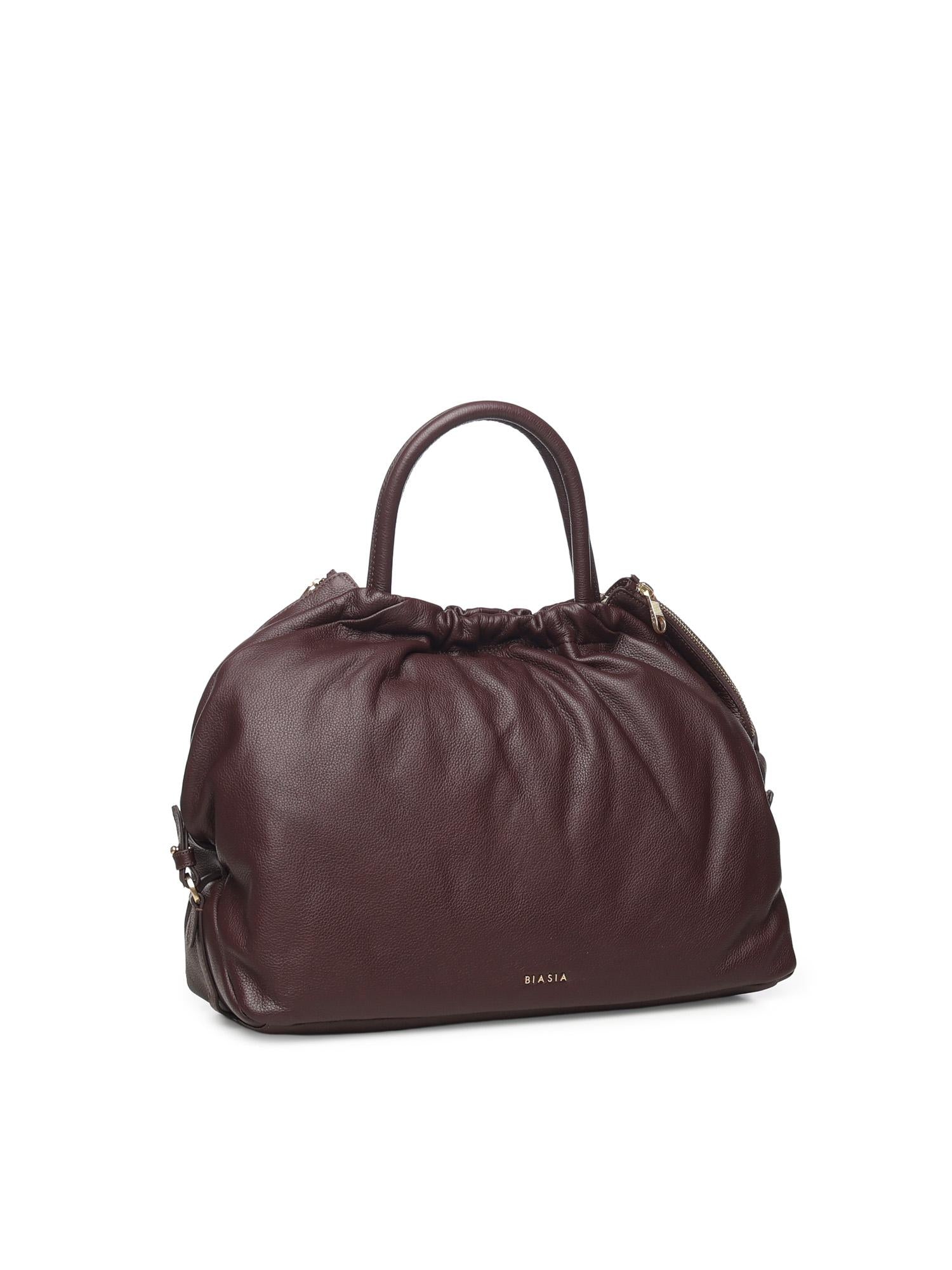 Borsa in pelle con logo BIBP9E701 PRUGNA BIASIA 