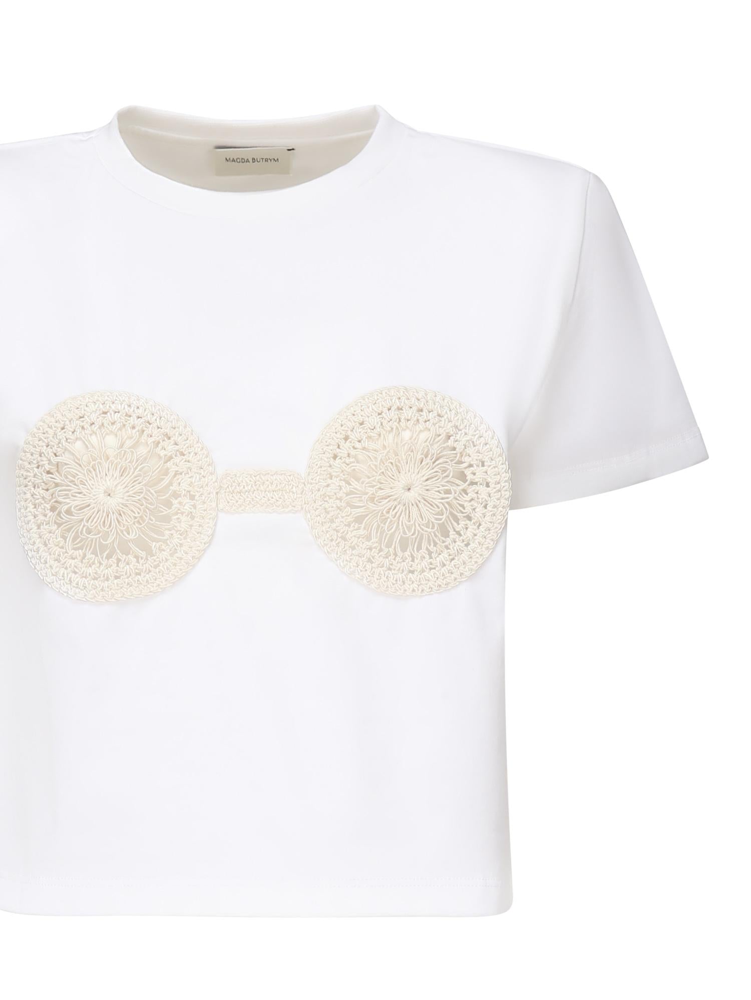 T-shirt cropped con reggiseno all'uncinetto 1083210009857  MAGDA BUTRYM 