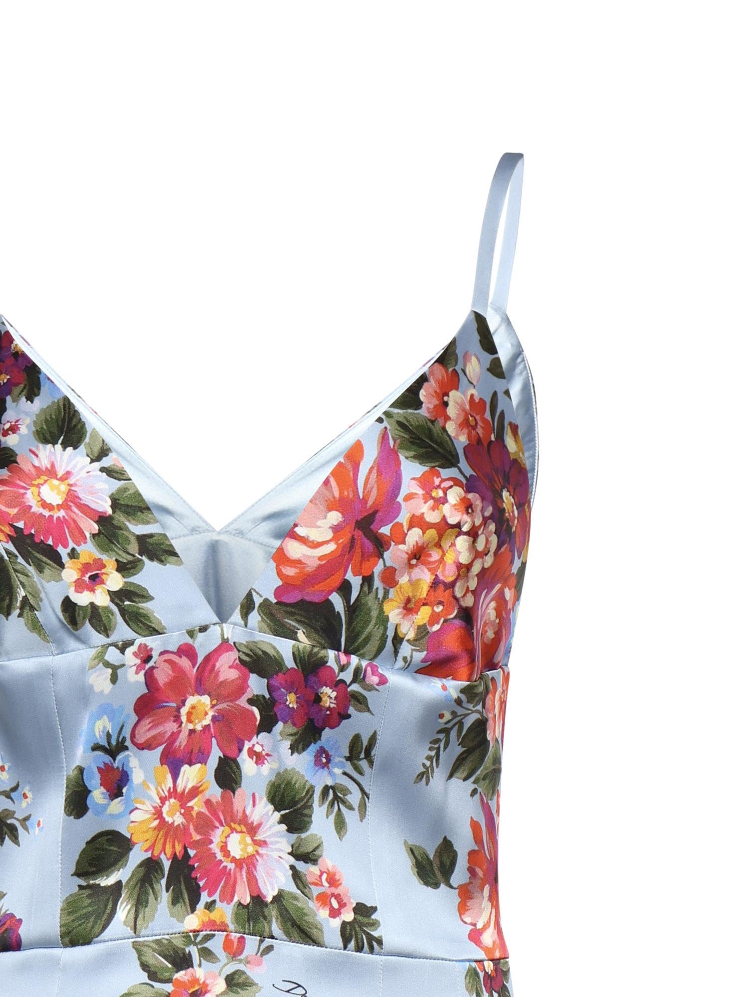 Abito in raso con stampa floreale F610GT FSICEHC5ZO DOLCE & GABBANA 