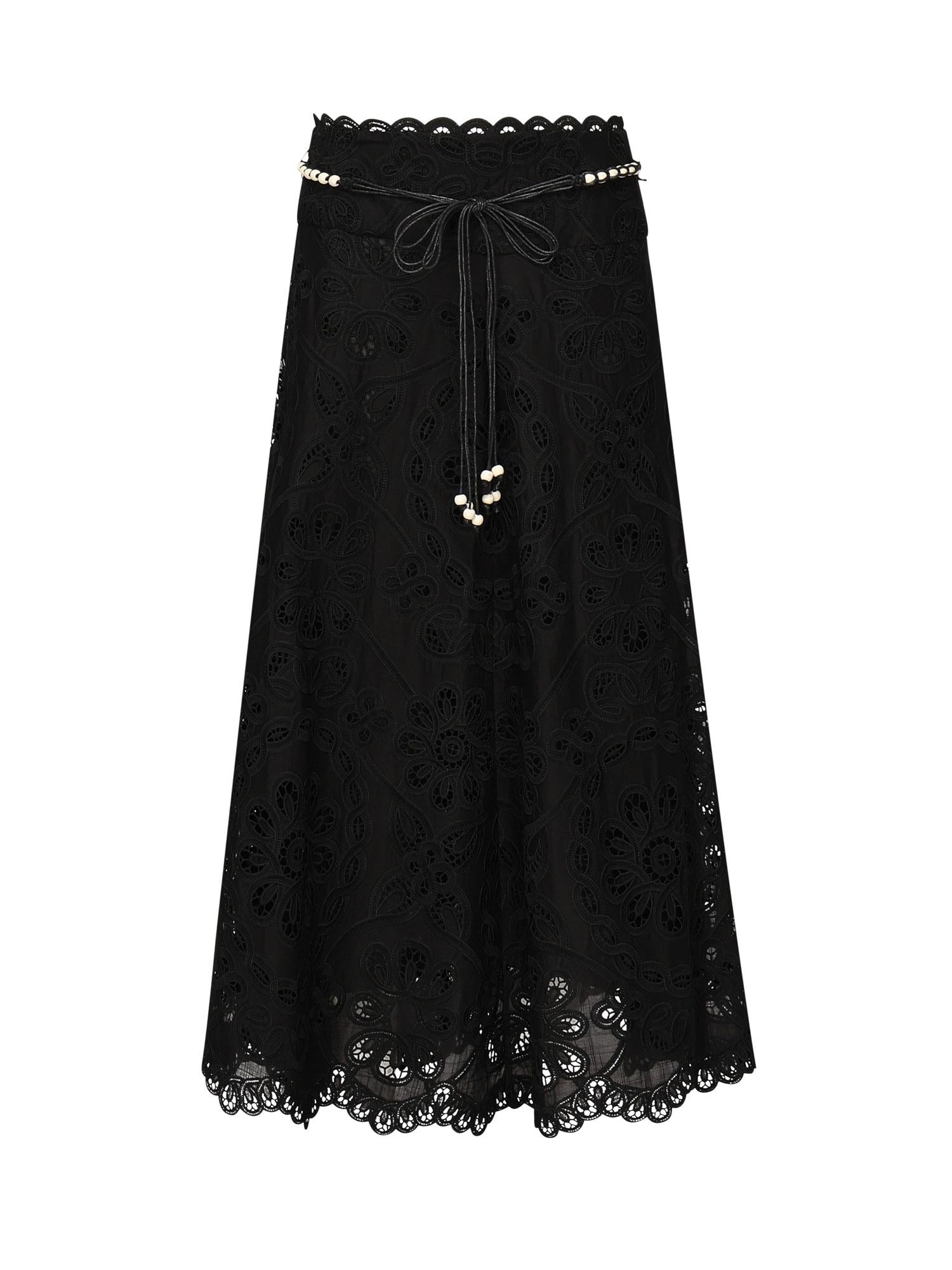 Gonna midi Rhiannon con ricamo 4248SSS251 BLK ZIMMERMANN 