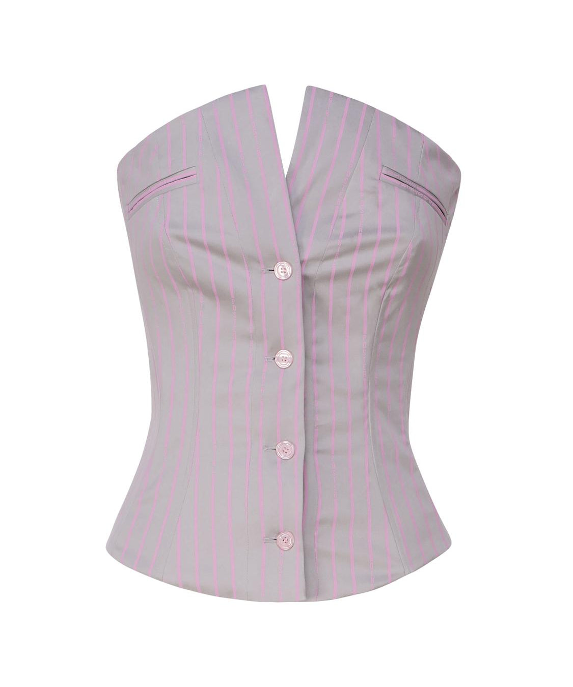 Top corsetto Court SS24RTWTP086 STRETCH COTTONGREY/PINK PINSTRIPE POSTER GIRL 