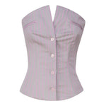 Top corsetto Court SS24RTWTP086 STRETCH COTTONGREY/PINK PINSTRIPE POSTER GIRL 
