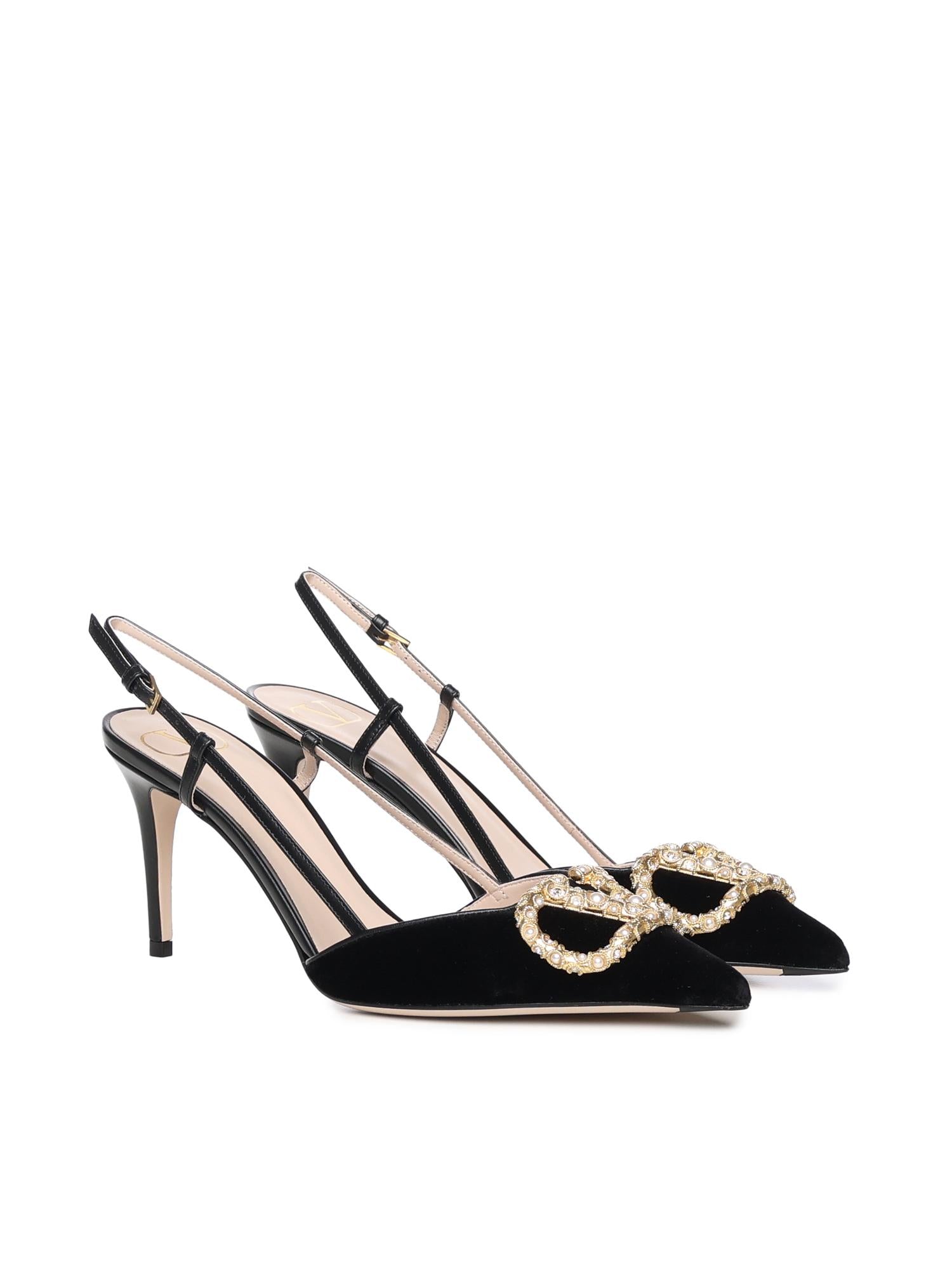 Pumps slingback Vlogo in velluto 7W2S0R01 XUPBBK VALENTINO GARAVANI 