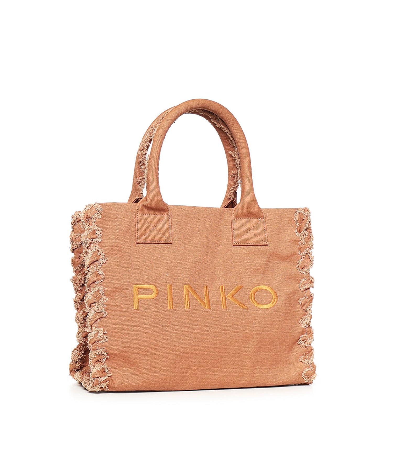 Borsa shopper Beach in canvas con logo 106673 A3A4L08 PINKO 