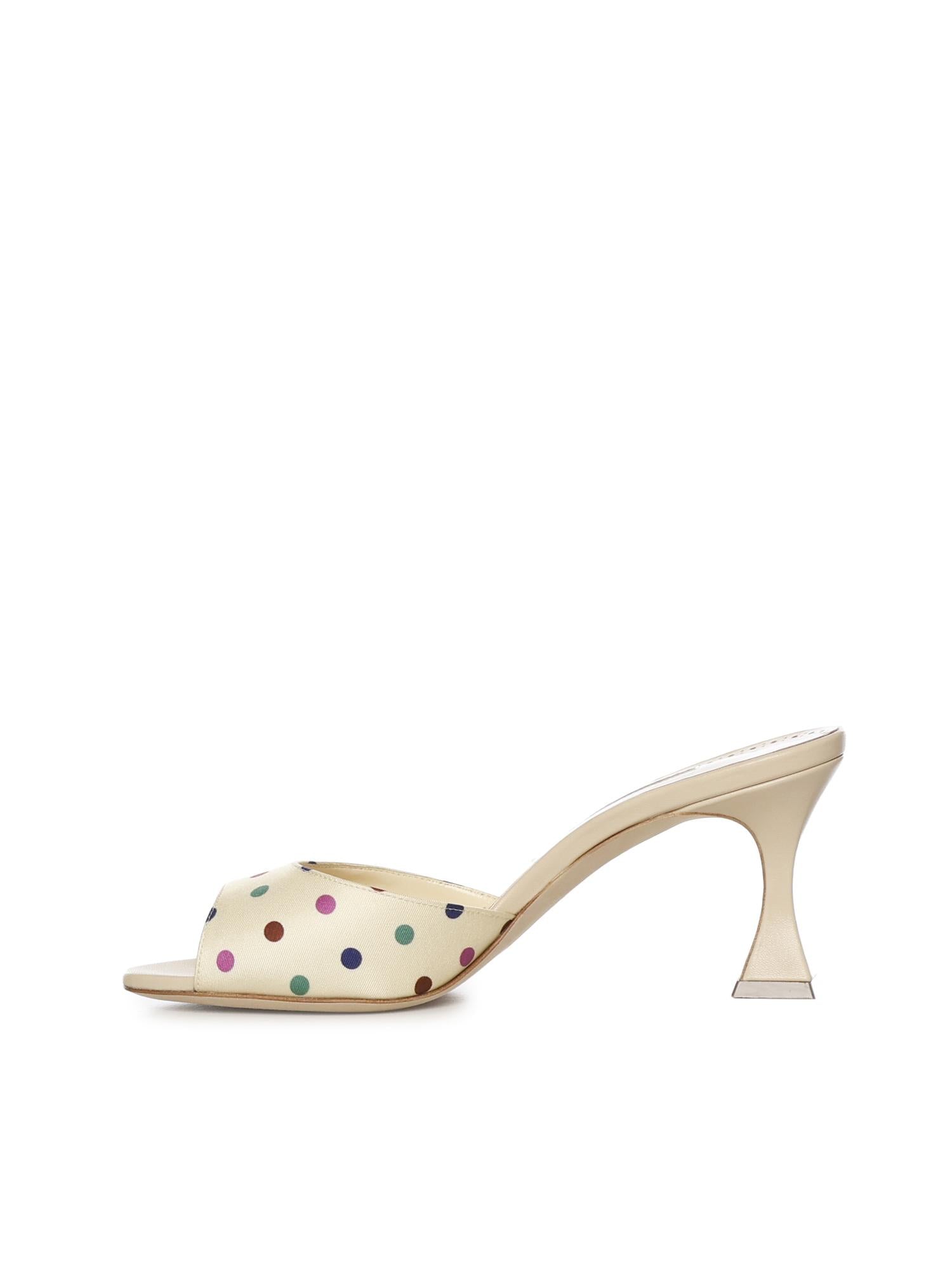 Mules con dettagli a pois in seta 1263100 907M MANOLO BLAHNIK 