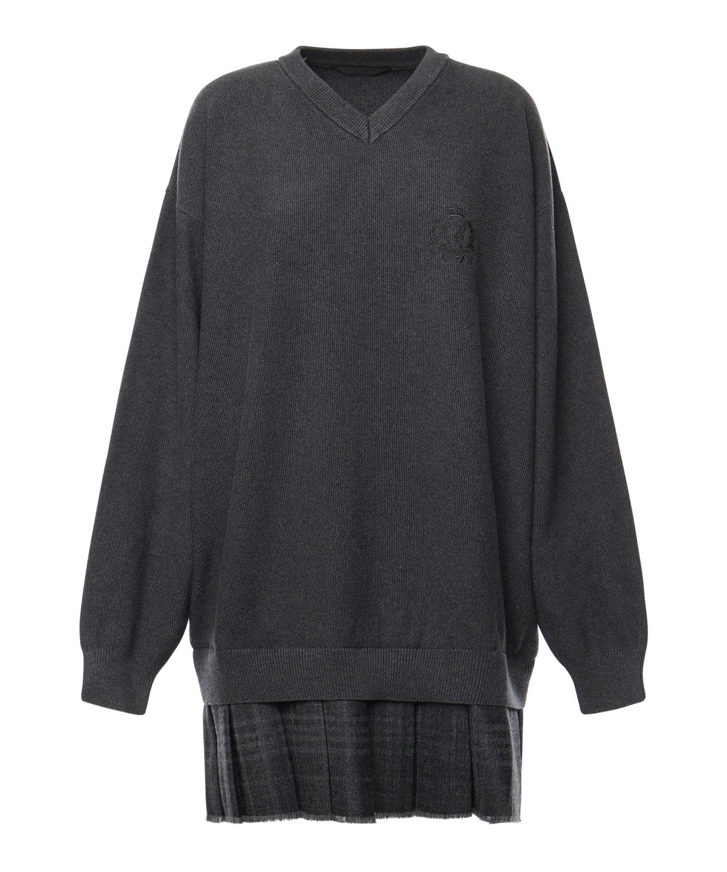 Abito stile pullover layered in maglia di piqué di cotone 850289 T34241167 BALENCIAGA 