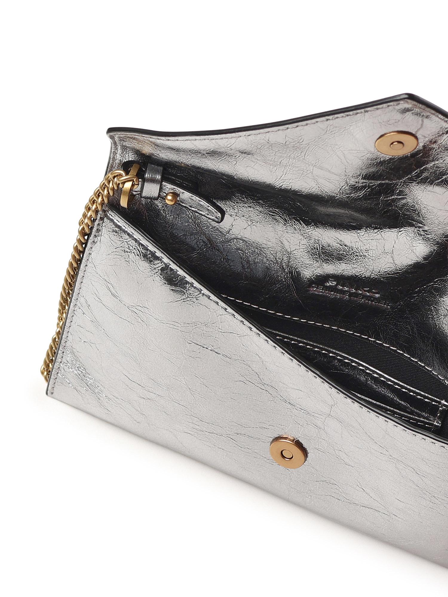 Bustina in pelle metallizzata con logo 105347 A2OTKZ7Q PINKO 