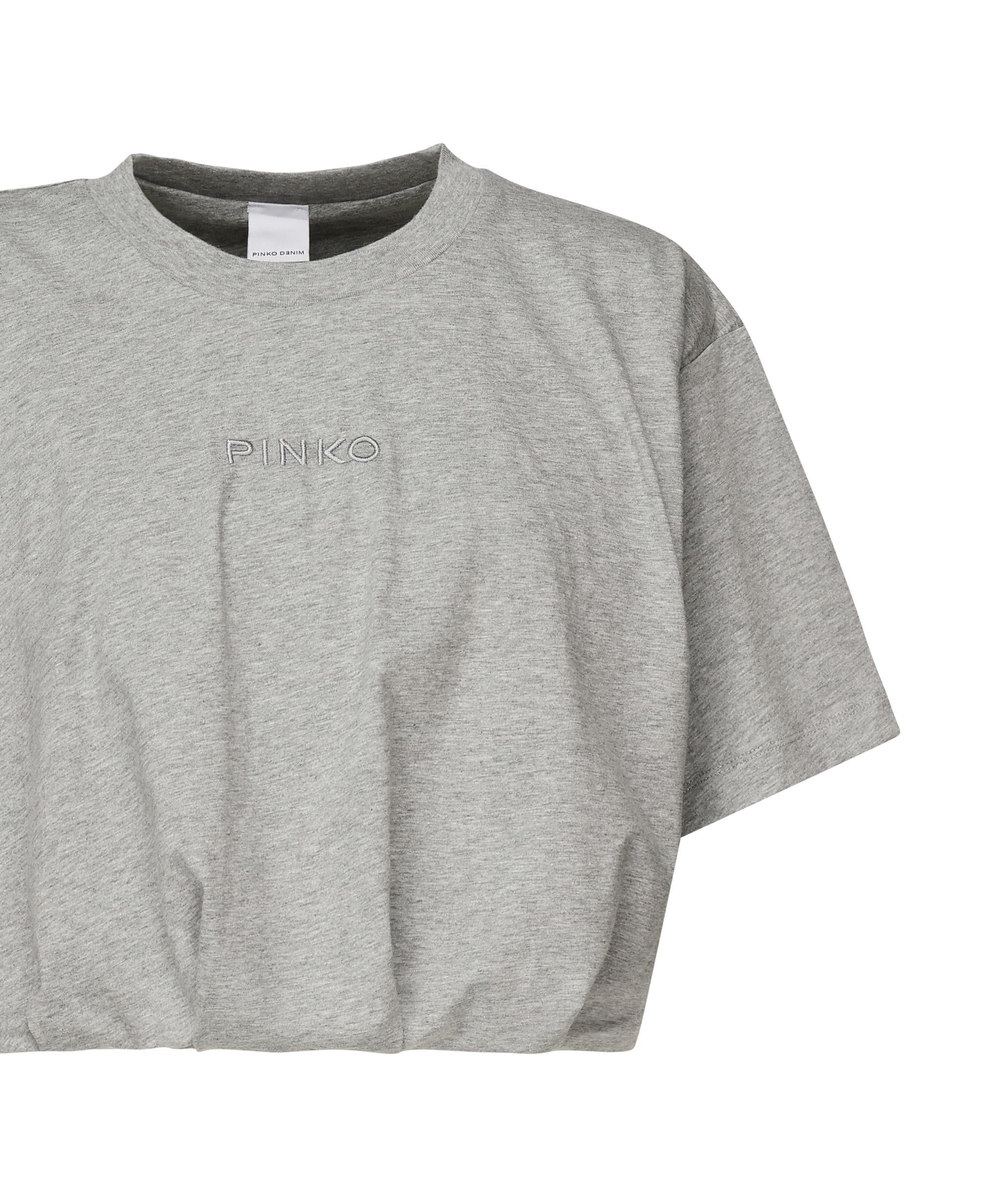T-shirt cropped con ricamo logo 104257 A2F8I42 PINKO 