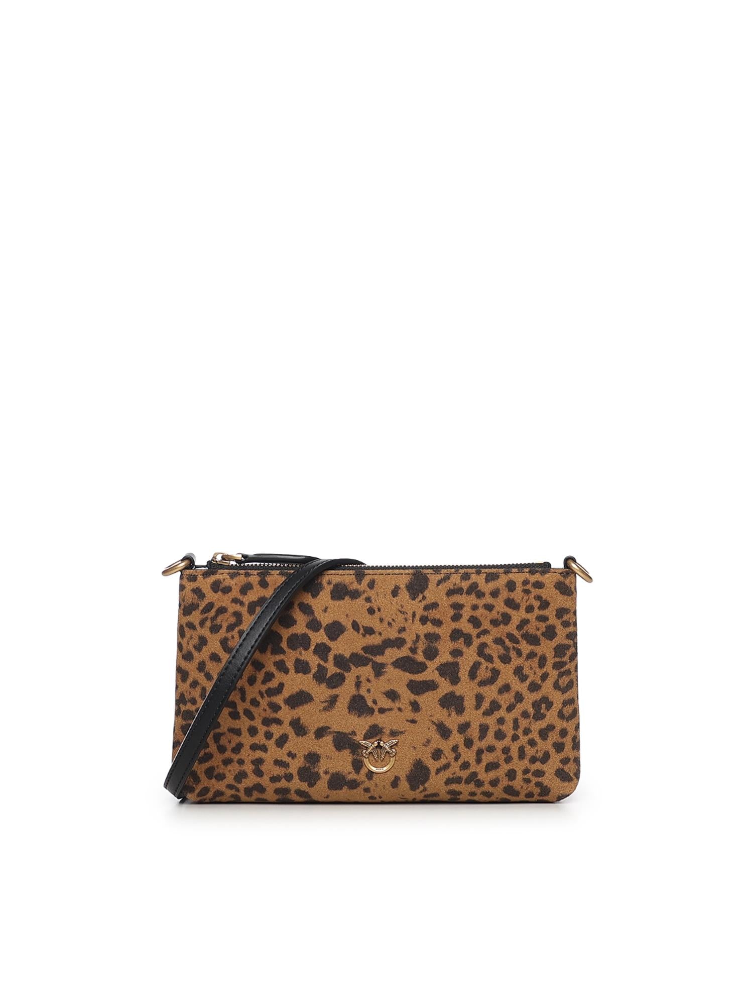 Bustina piccola a tracolla in suede leopardato 104277 A32AM35Q PINKO 