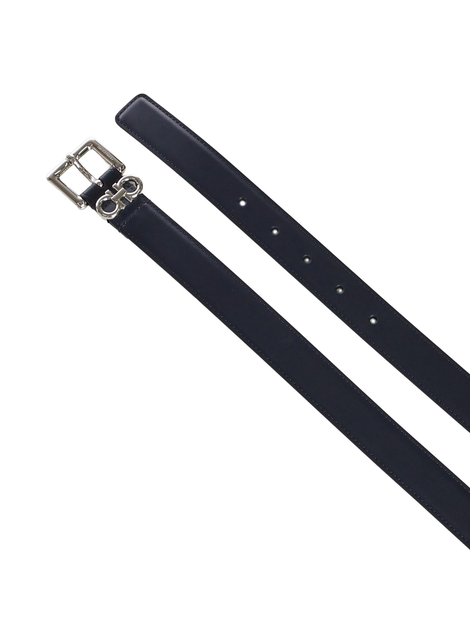 Cintura con doppio Gancini in pelle 230346 786277005 FERRAGAMO 