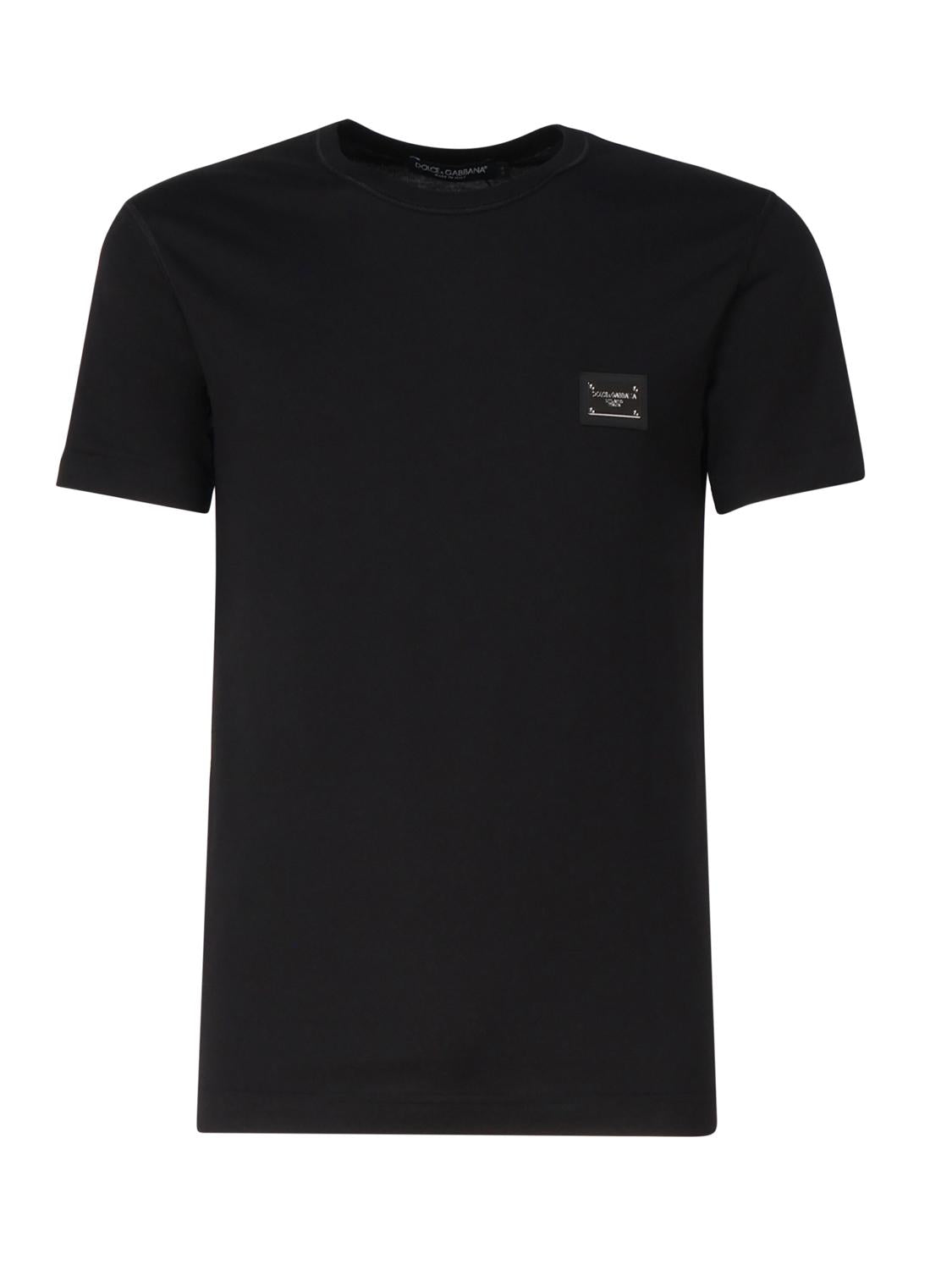 T-shirt in cotone con logo plaque G8PT1T G7F2IN0000 DOLCE & GABBANA 