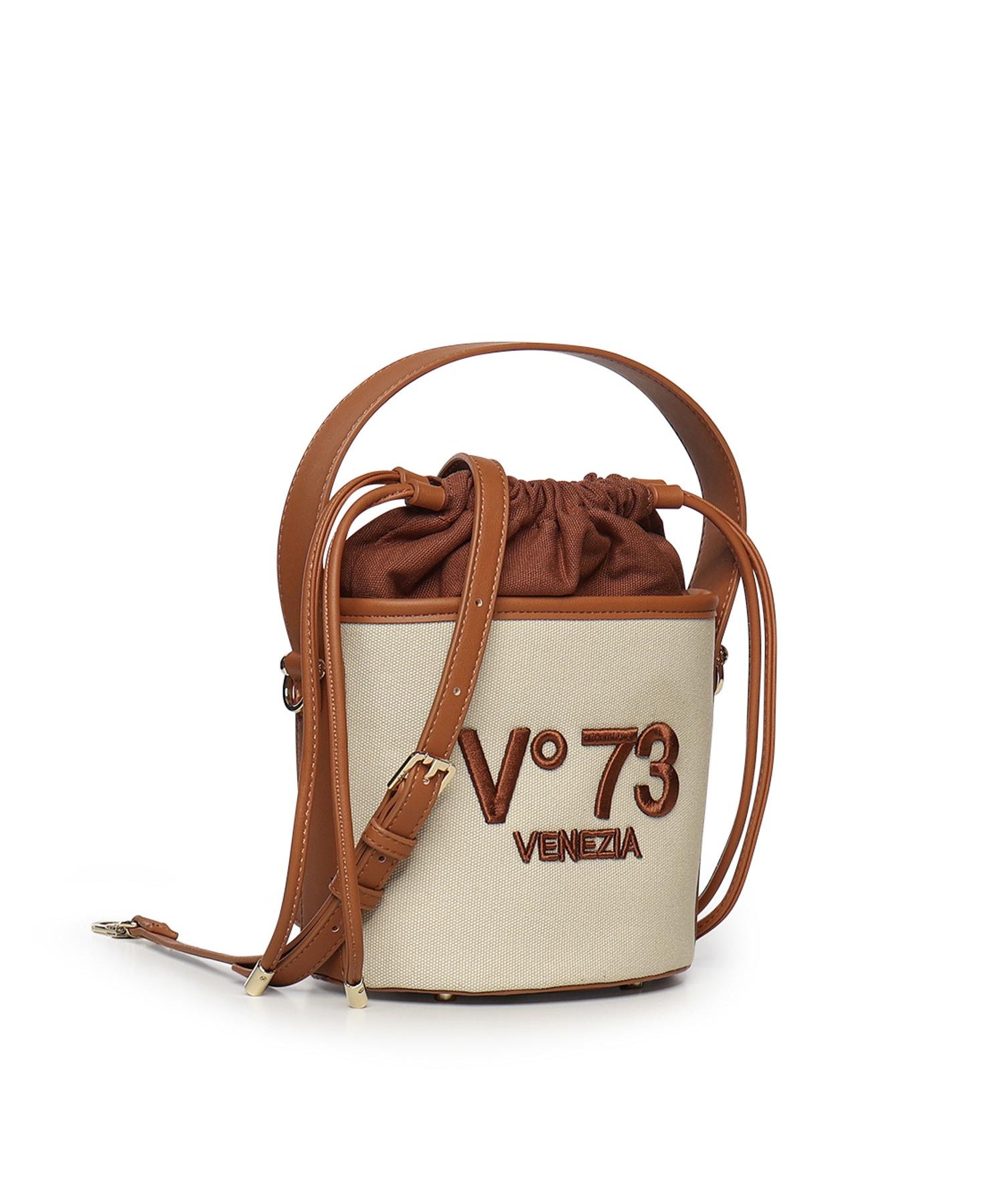 Secchiello con logo 73BS9MU03 RESPONSIBLE 73OFF WHITE/CUOIO V° 73 