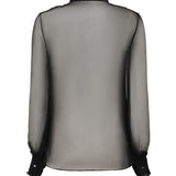 Blusa in chiffon di seta con finiture in pizzo e ruches 6B0AB7J0 2UP0NO VALENTINO GARAVANI 