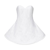 Mini abito babydoll senza spalline in popeline di pizzo bianco 16952500000031 WHITE MAGDA BUTRYM 