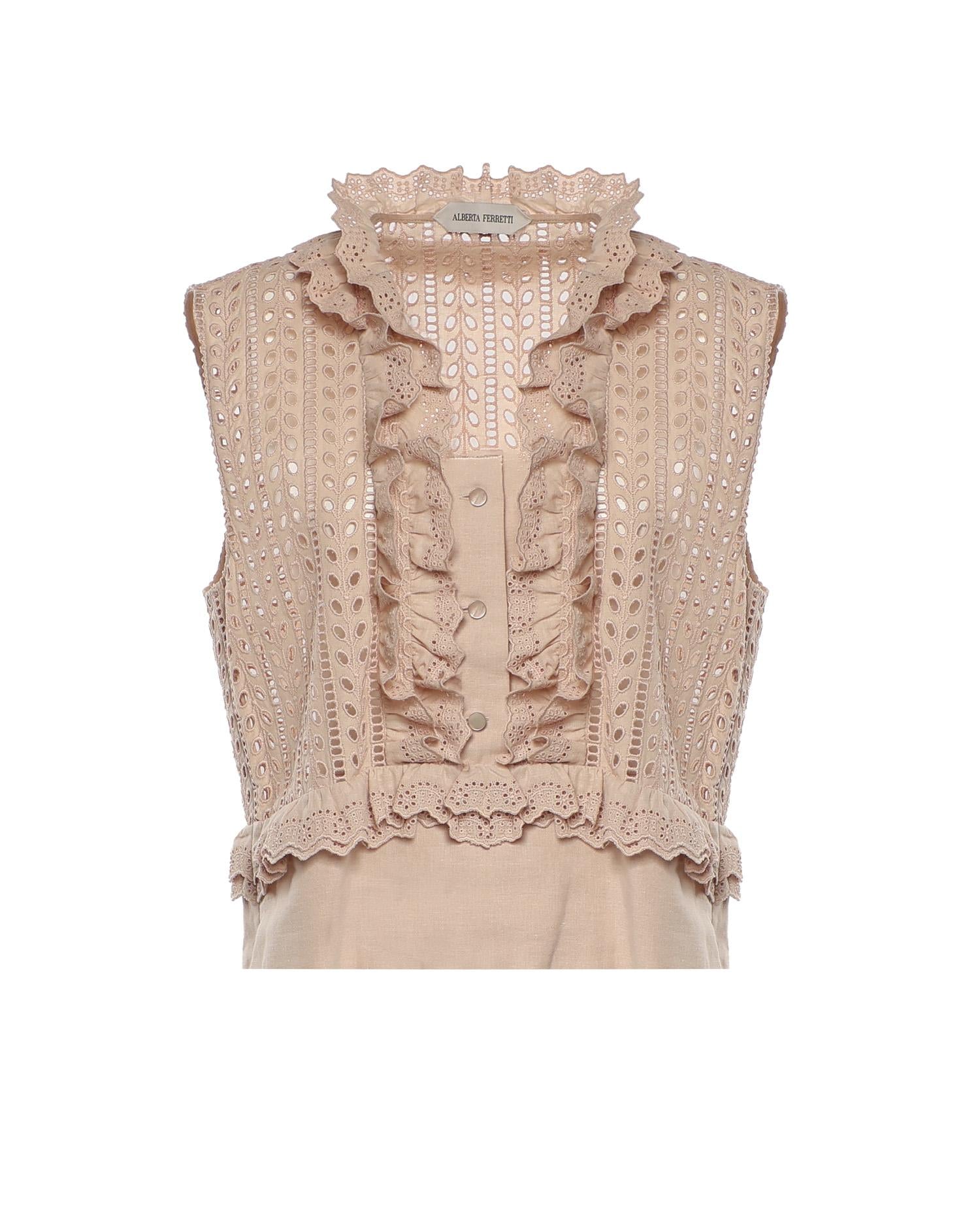 Top in pizzo Sangallo con volant A08081623 0180 ALBERTA FERRETTI 