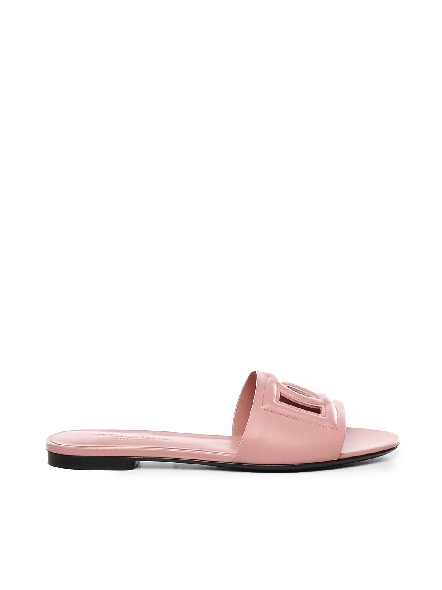 Slide in pelle di vitello e logo CQ0436 AY32980405 DOLCE & GABBANA 