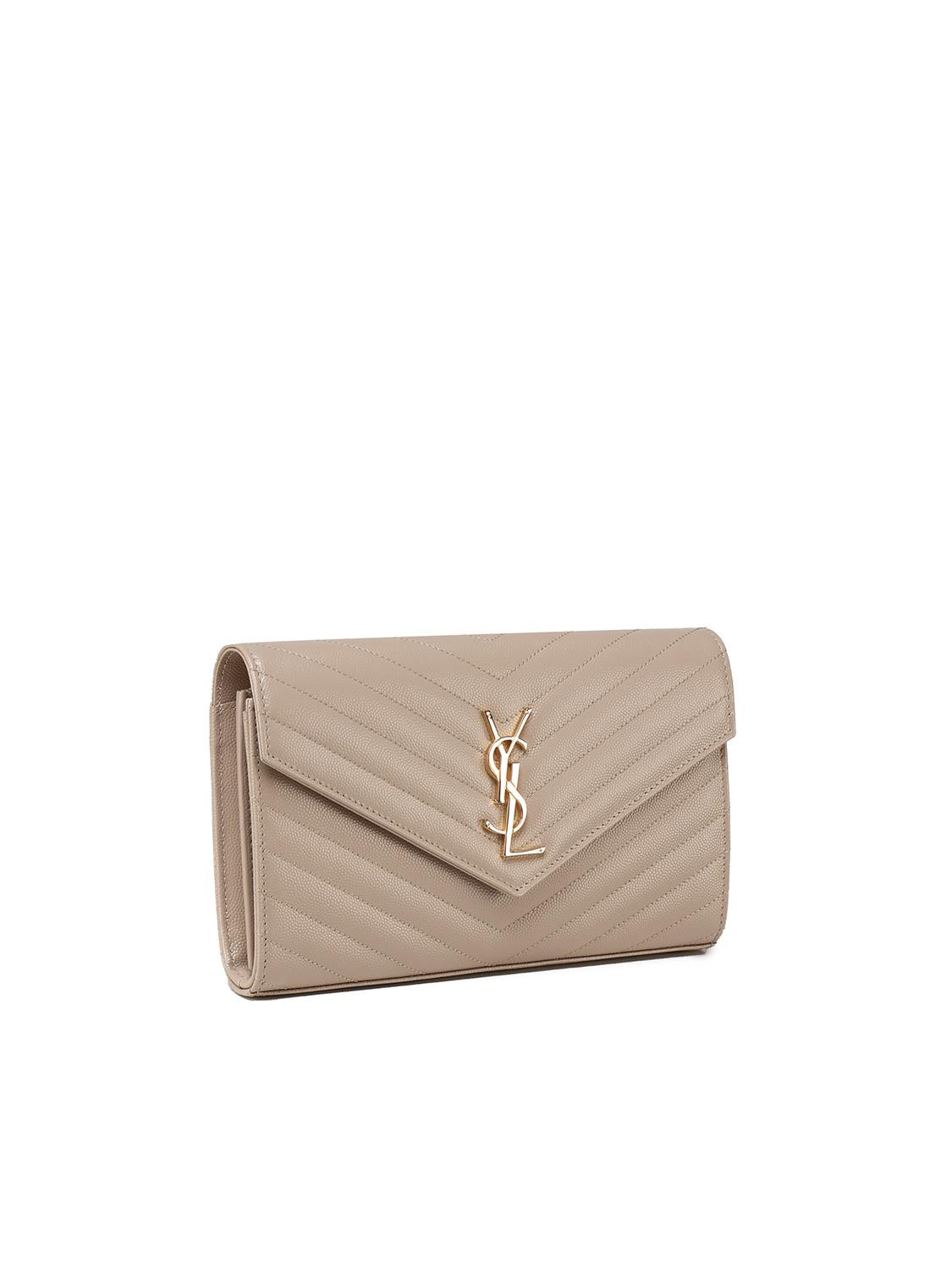 Pochette con catena Cassandre in pelle grain de poudre 377828 BOW012721 SAINT LAURENT 